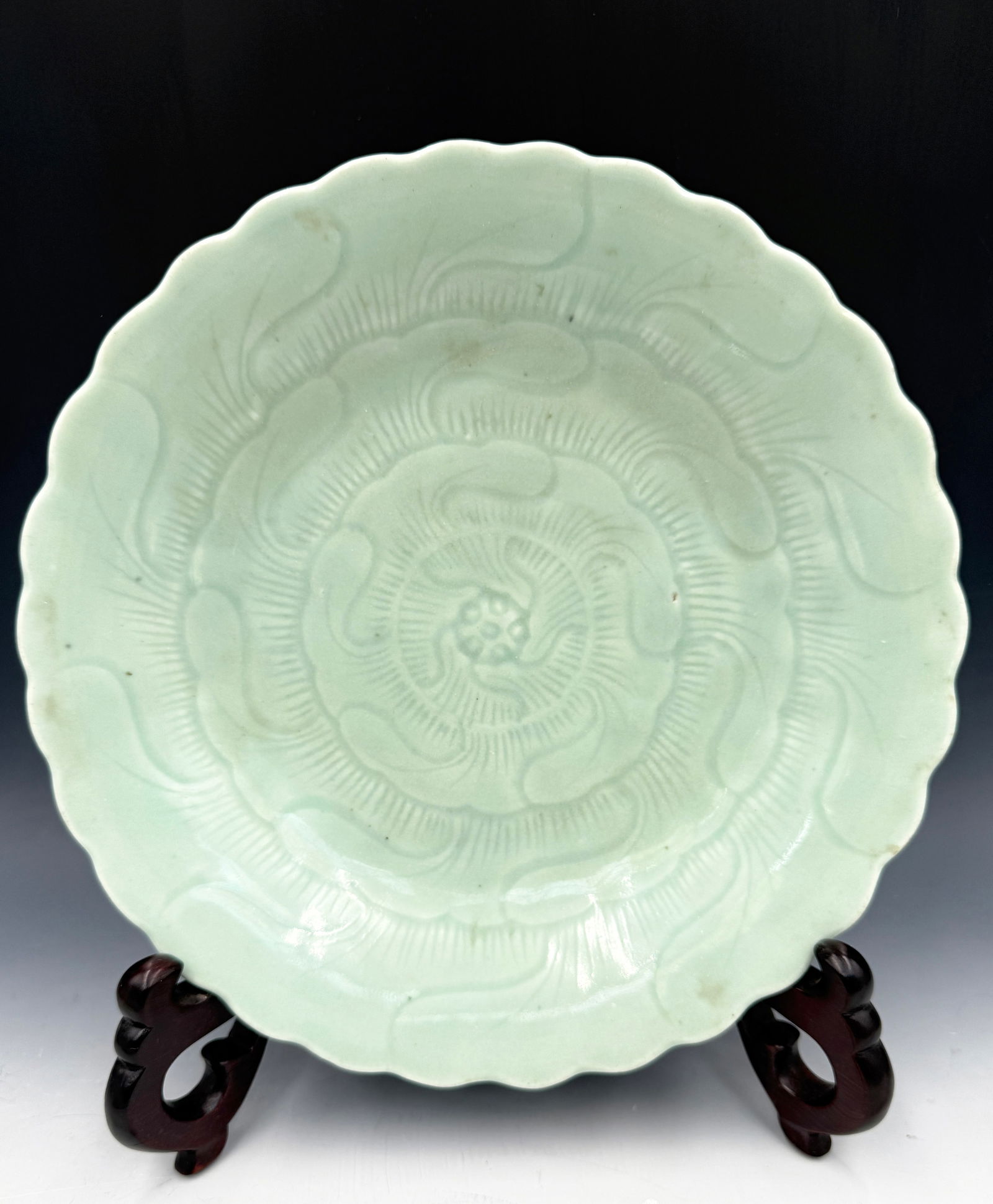 Chinese Celadon Porcelain Plate with Mark. (1 of 3)