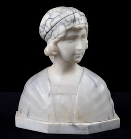 Alabaster Bust of a Woman, Signed V. Vaerenbergh.