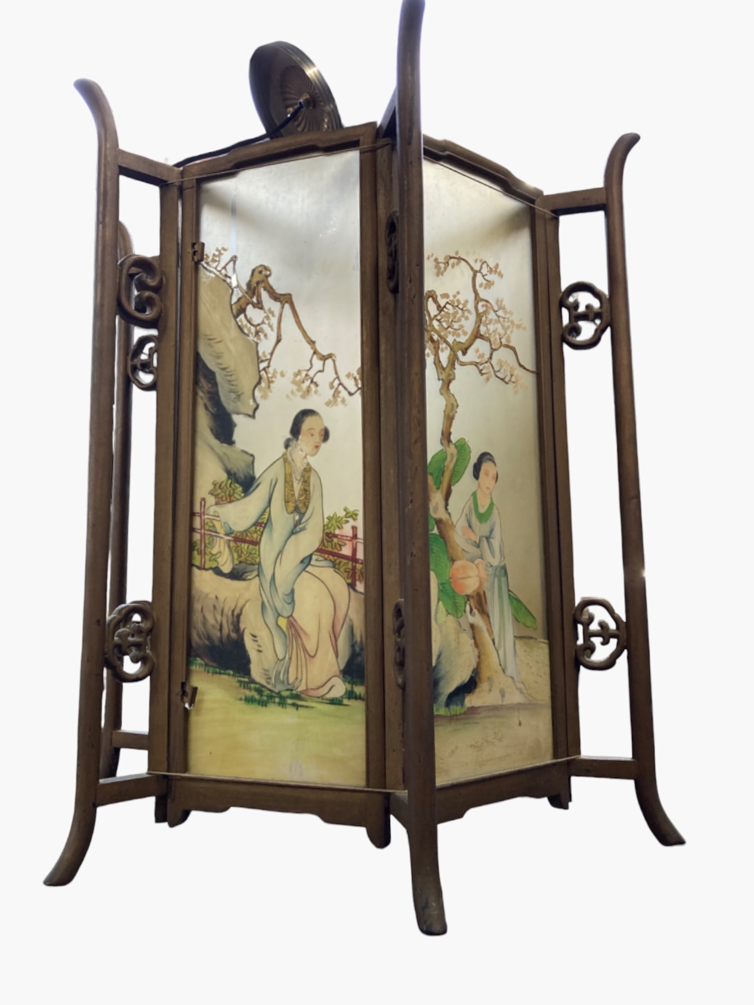 Chinese Reverse Glass Painted Wood Lantern. (1 of 5)