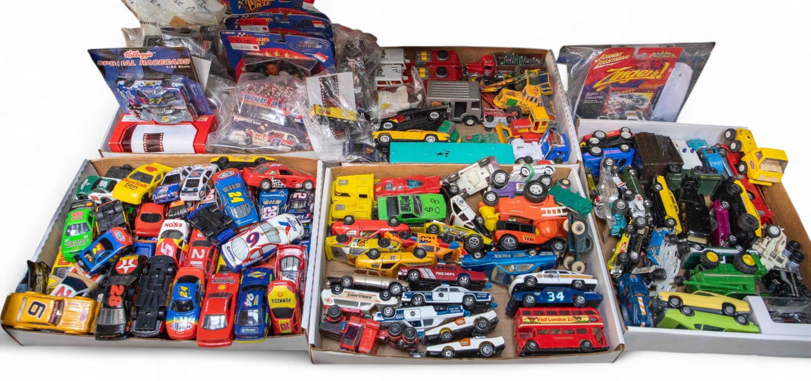 Lot of 1/32 Scale Die Cast Cars, Some Nascar.: 9 of these are signed, with picture proofs provided. Some of the autographs featured are Ernie Irvan, Jeremy Mayfield, Harry Gant, Rick Wilson, and more. The brands of the unsigned cars include Matchb