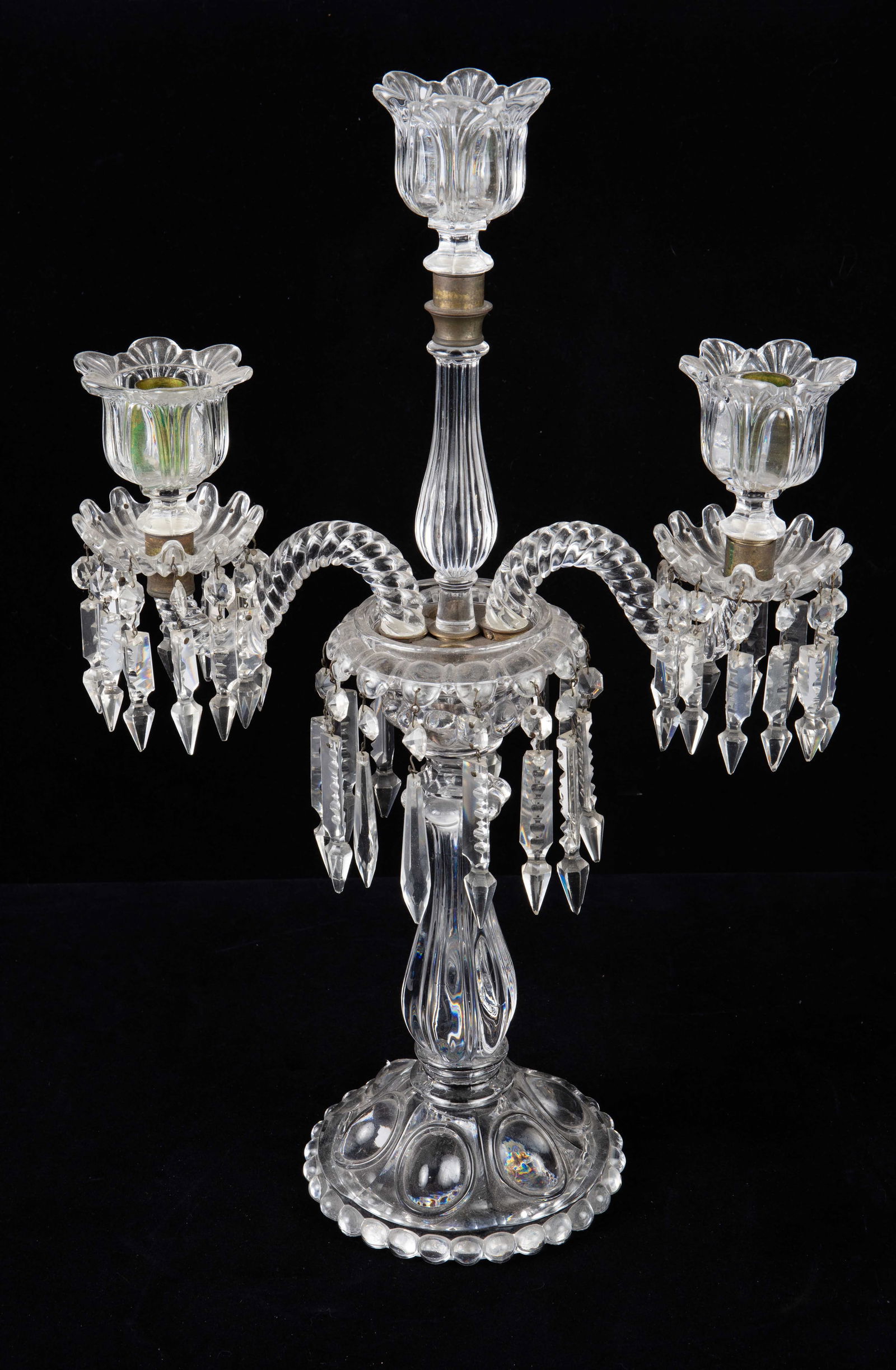 3-Arm Crystal Prism Candelabra. (1 of 4)