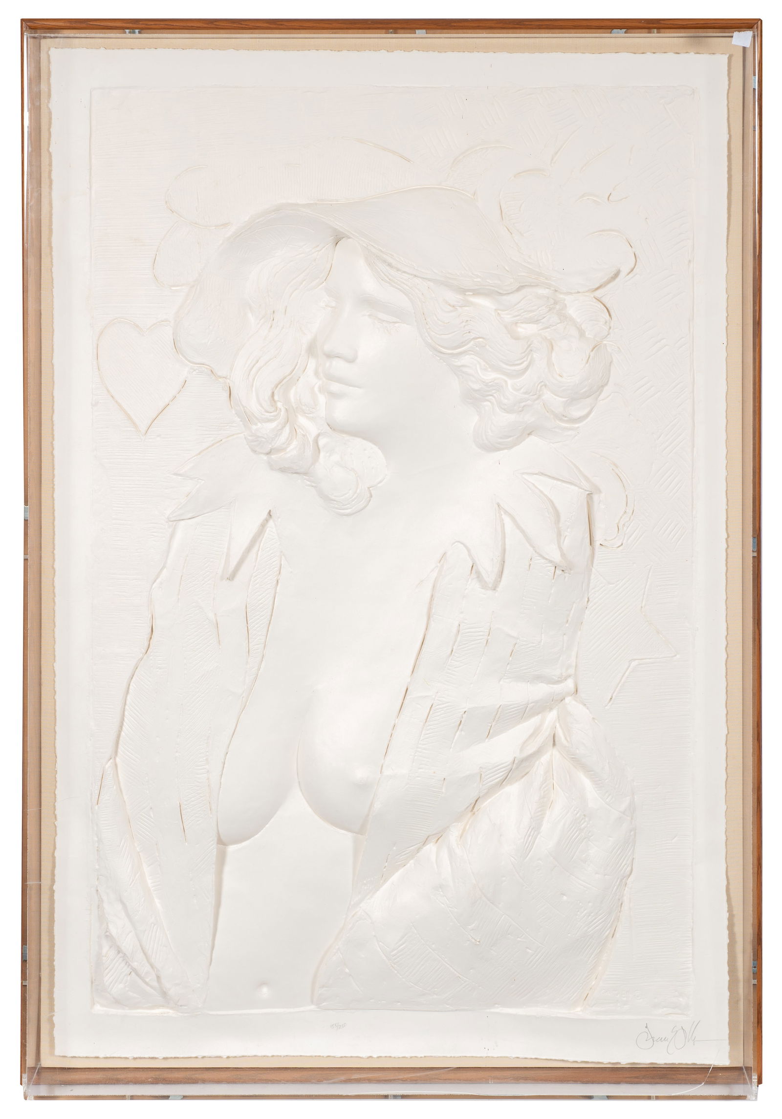 The Actress, Large Relief Sculpture, Frank Gallo.: Artist(s): Frank Gallo (American, 1933-2019) Medium: Cast paper relief sculpture. Signature(s): Pencil signed and numbered (155/250) in its lower margin. Paperwork: N/A Damage: Cracks and scratches to
