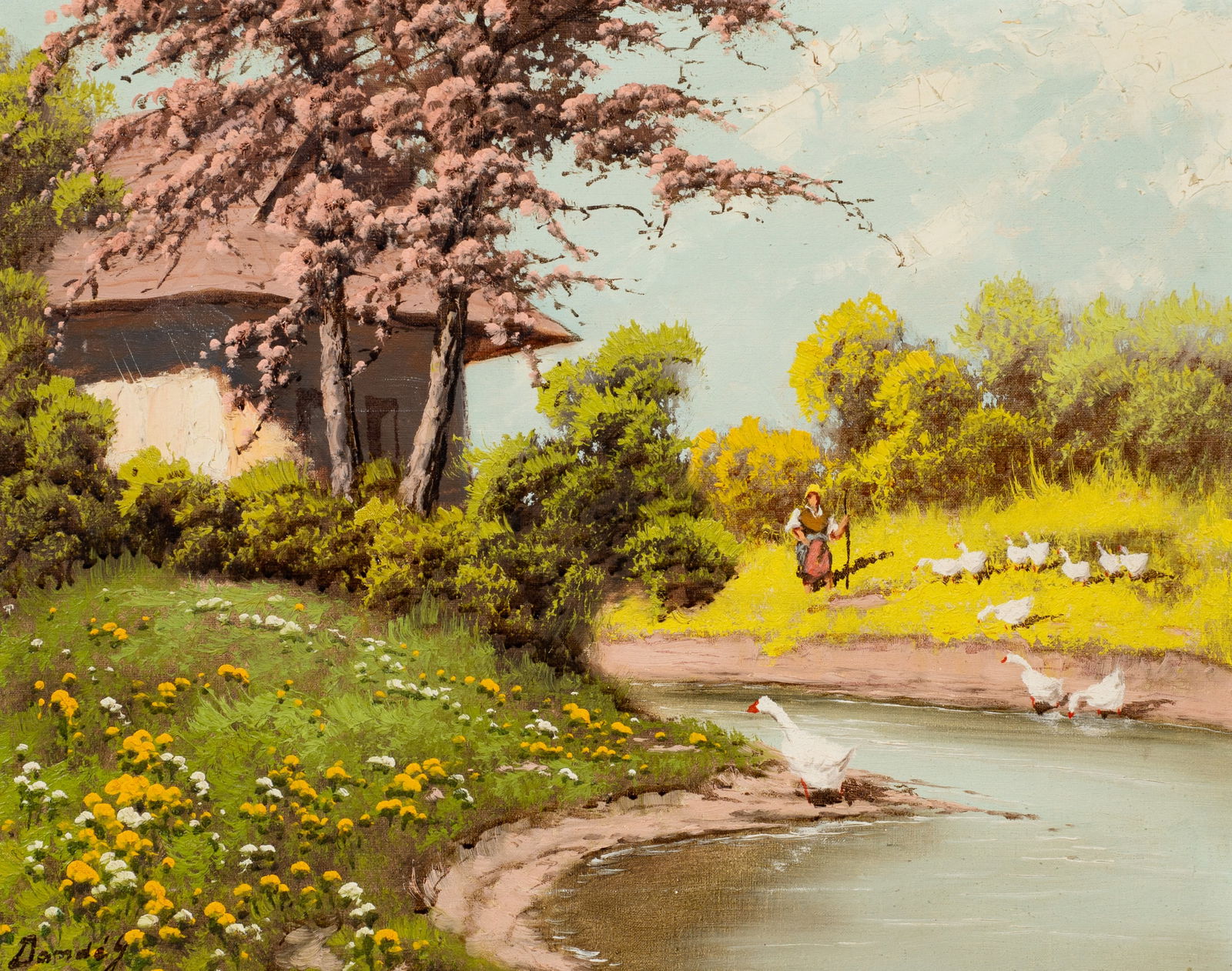 Bucolic Cottage Scene, Painting by Joseph Dande. (1 of 5)