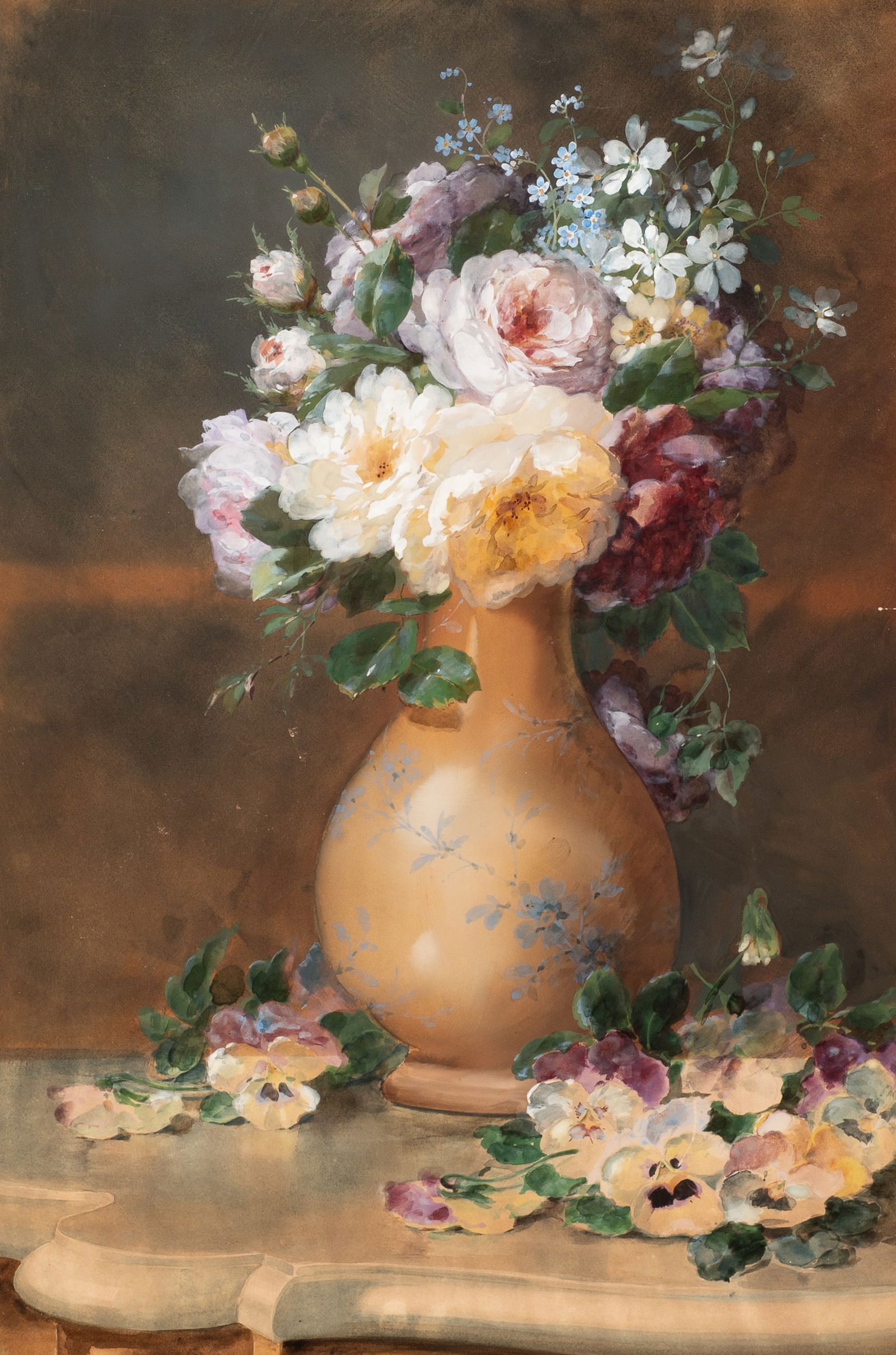 Still Life Watercolor of Flowers in Vase. (1 of 6)