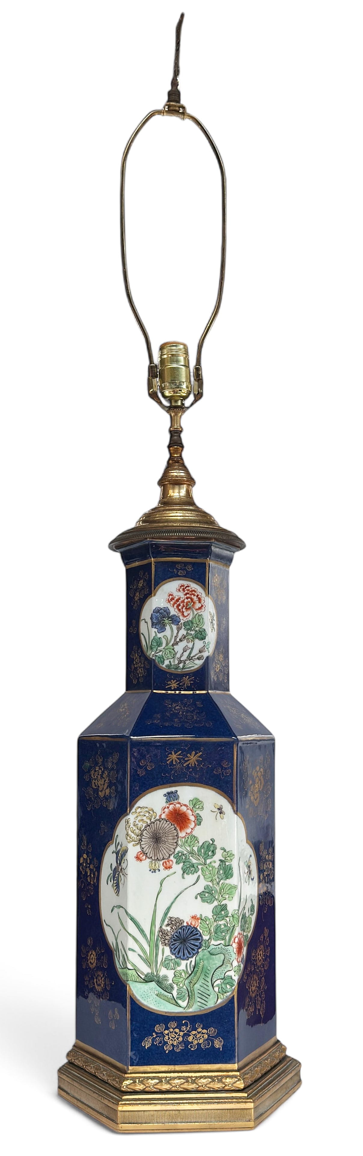 Large Old Asian Porcelain & Metal Lamp. (1 of 7)