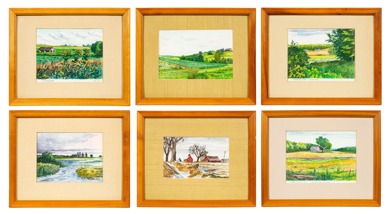 Lot of 6 Farmland Watercolors, William Barron. (1 of 20)