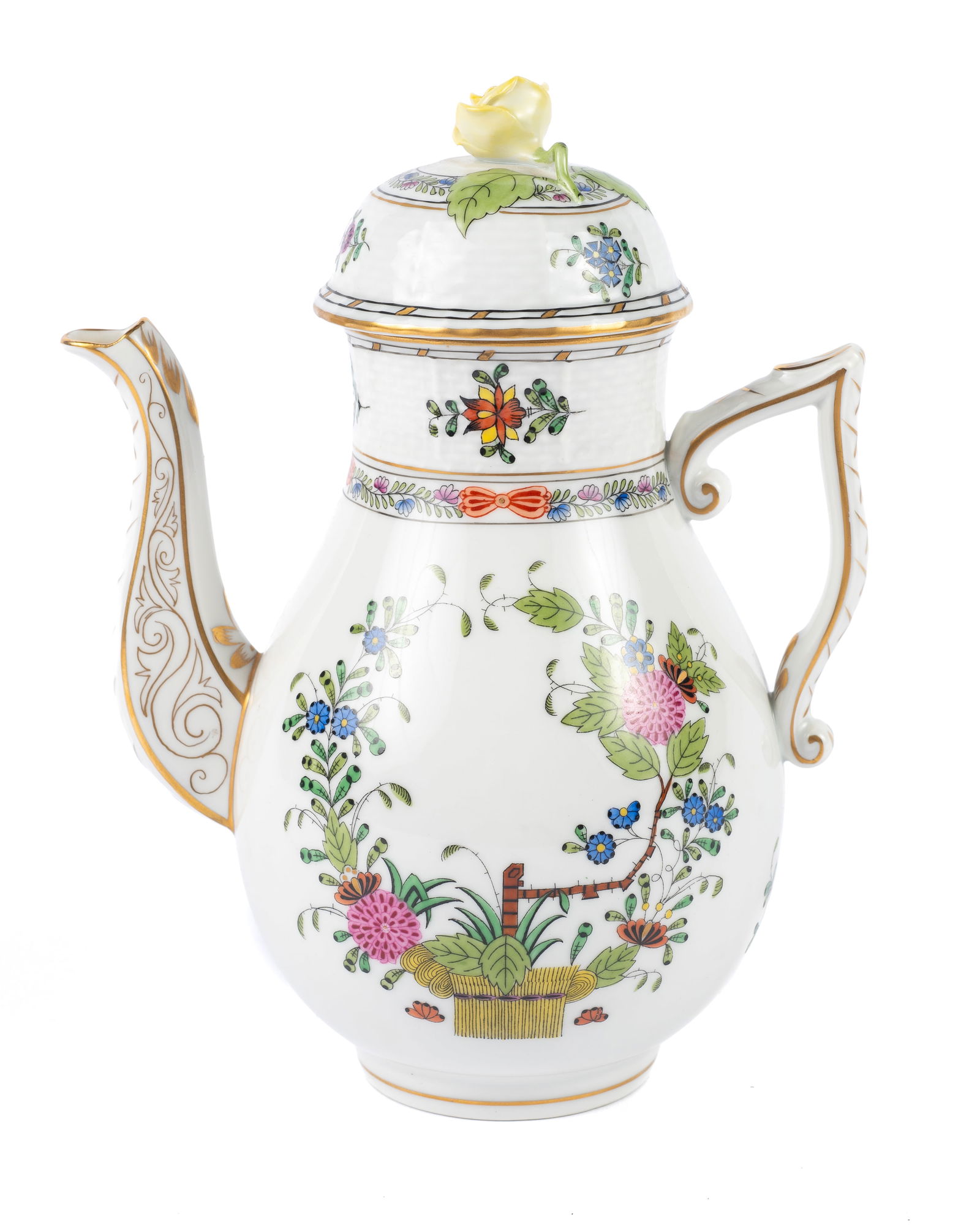 Herend Hungary Indian Basket Coffee Pot. (1 of 4)