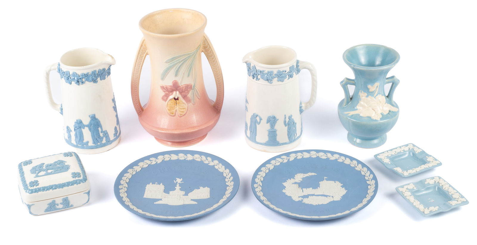 Lot: Wedgwood, Hull, & Weller Dishes & Vases. (1 of 7)