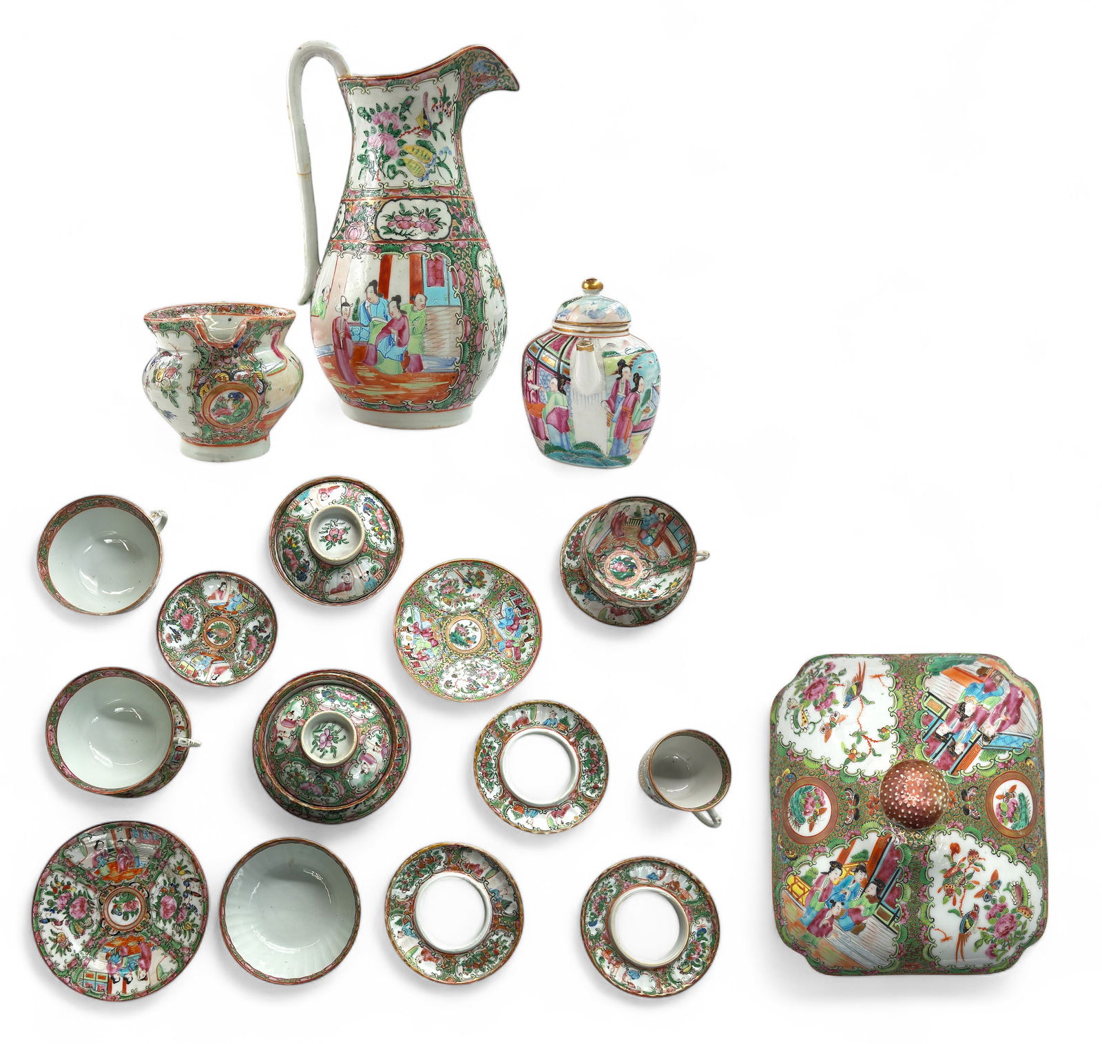 Large Lot of Chinese Rose Medallion Porcelain. (1 of 7)