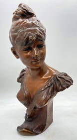 Lg. Art Nouveau Bronze Bust sgd. A.H. Nelson (1 of 6)