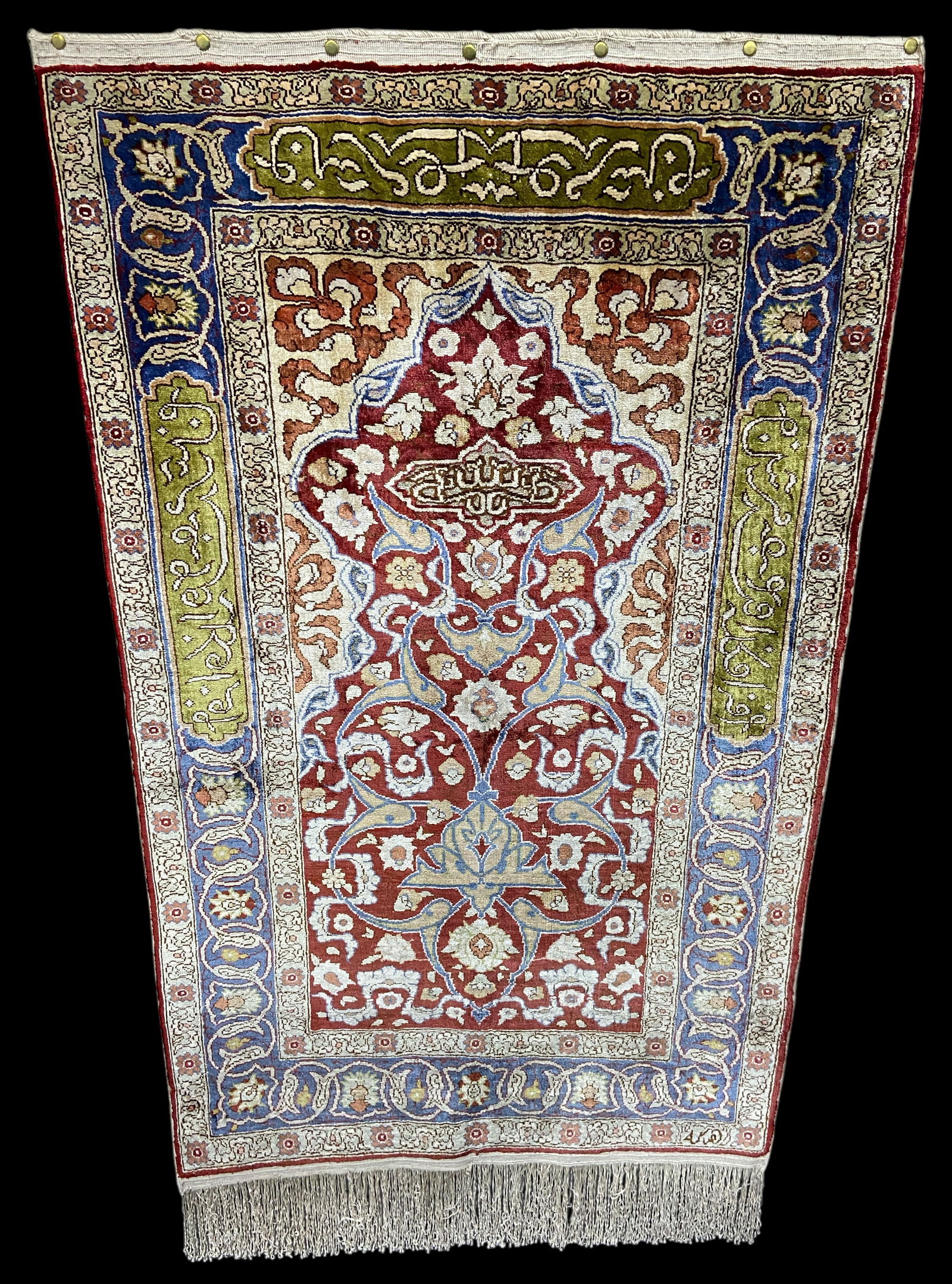 2' x 3' Signed Silk Persian Prayer Rug in Case. (1 of 2)