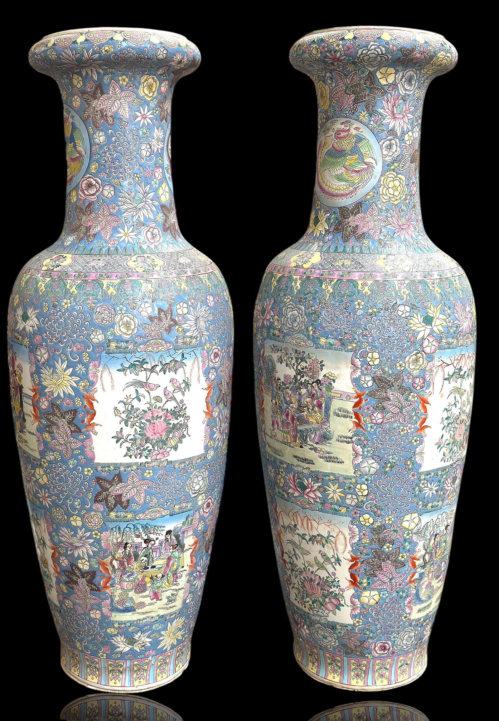 Pr. of Massive Chinese Porcelain Palace Size Vases (1 of 8)