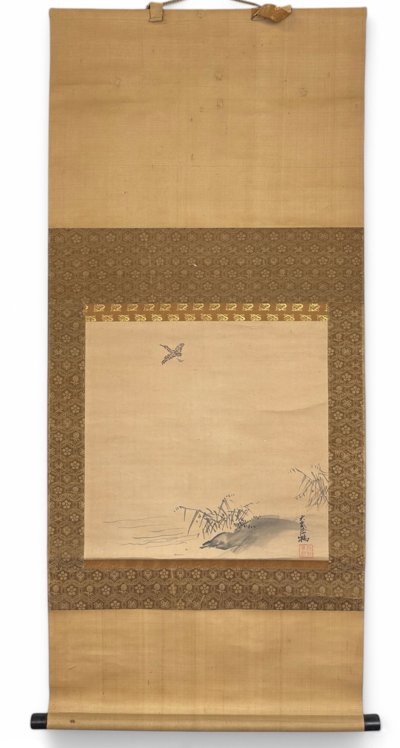 Japanese Watercolor on Paper Scroll Painting. (1 of 4)