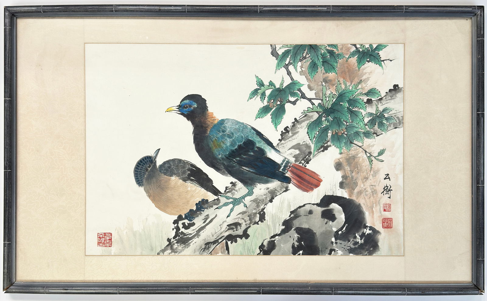 Chow Kung Heng Watercolor on Paper of 2 Birds. (1 of 4)