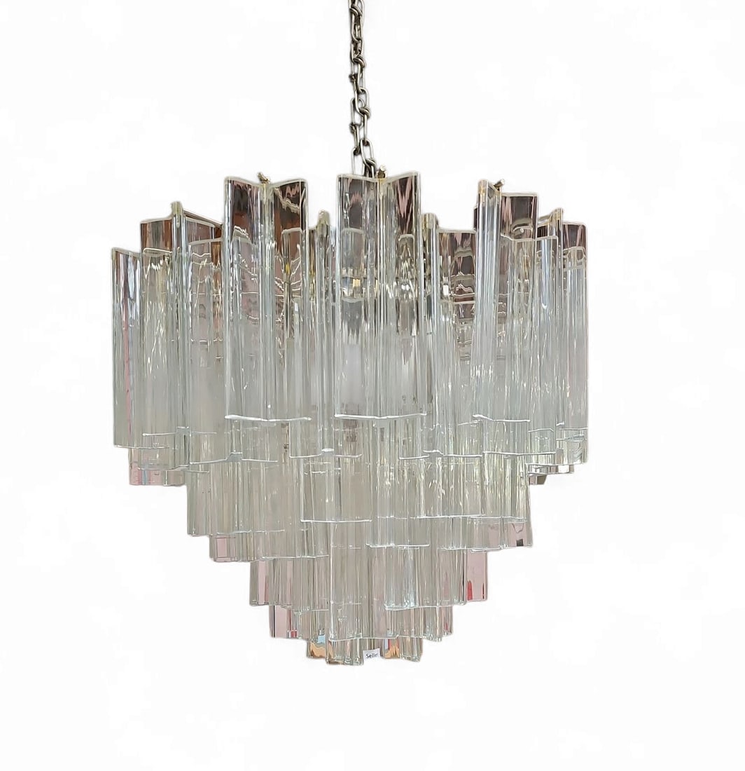 Mid Century Venini Style Glass Triedri Chandelier. (1 of 2)