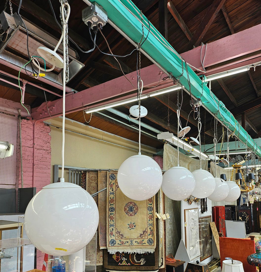 6 Mid Century Glass Globe / Sphere Pendant Lights. (1 of 1)