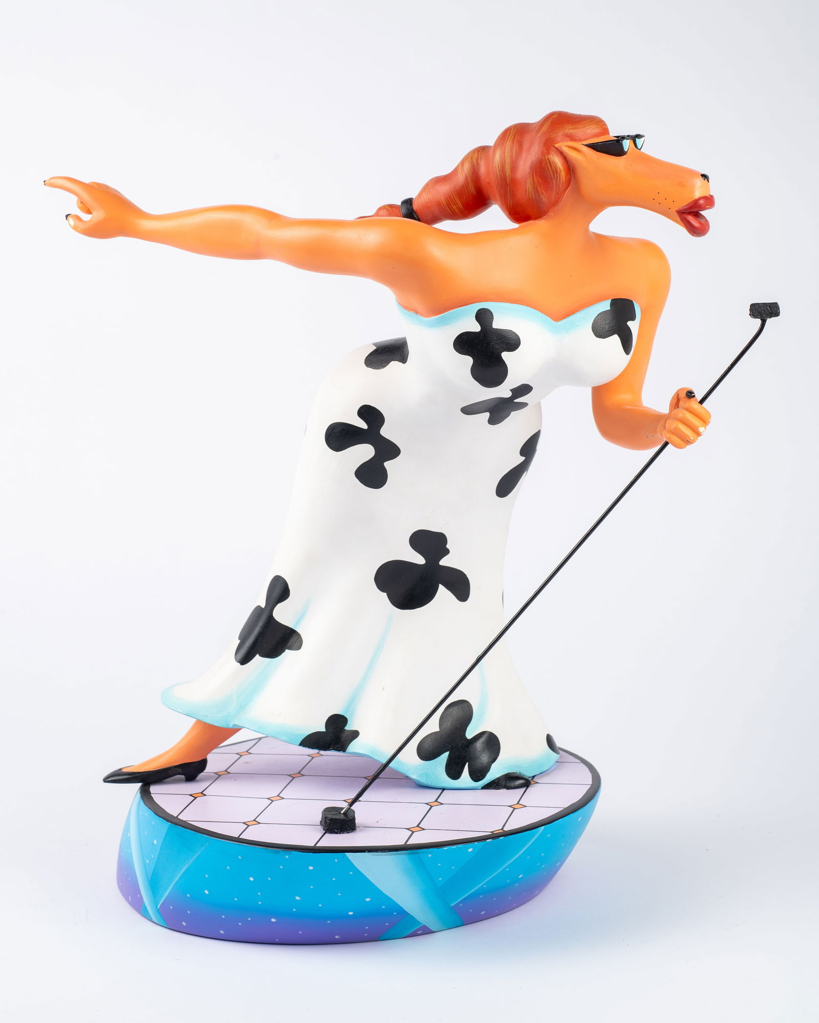 Markus Pierson Painted Singing Wolf Sculpture. (1 of 4)