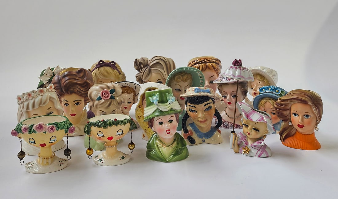 Lot of 19 Vintage Ladies' Head Vases - Napco, etc. (1 of 6)