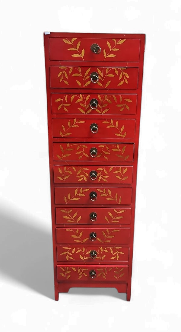 Eleven Drawer Asian Lingerie Cabinet, Red. (1 of 2)