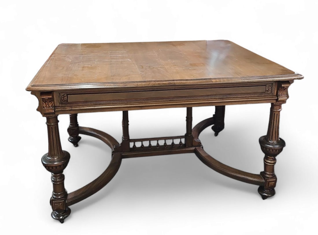 Carved Walnut Dining or Library Table. (1 of 3)