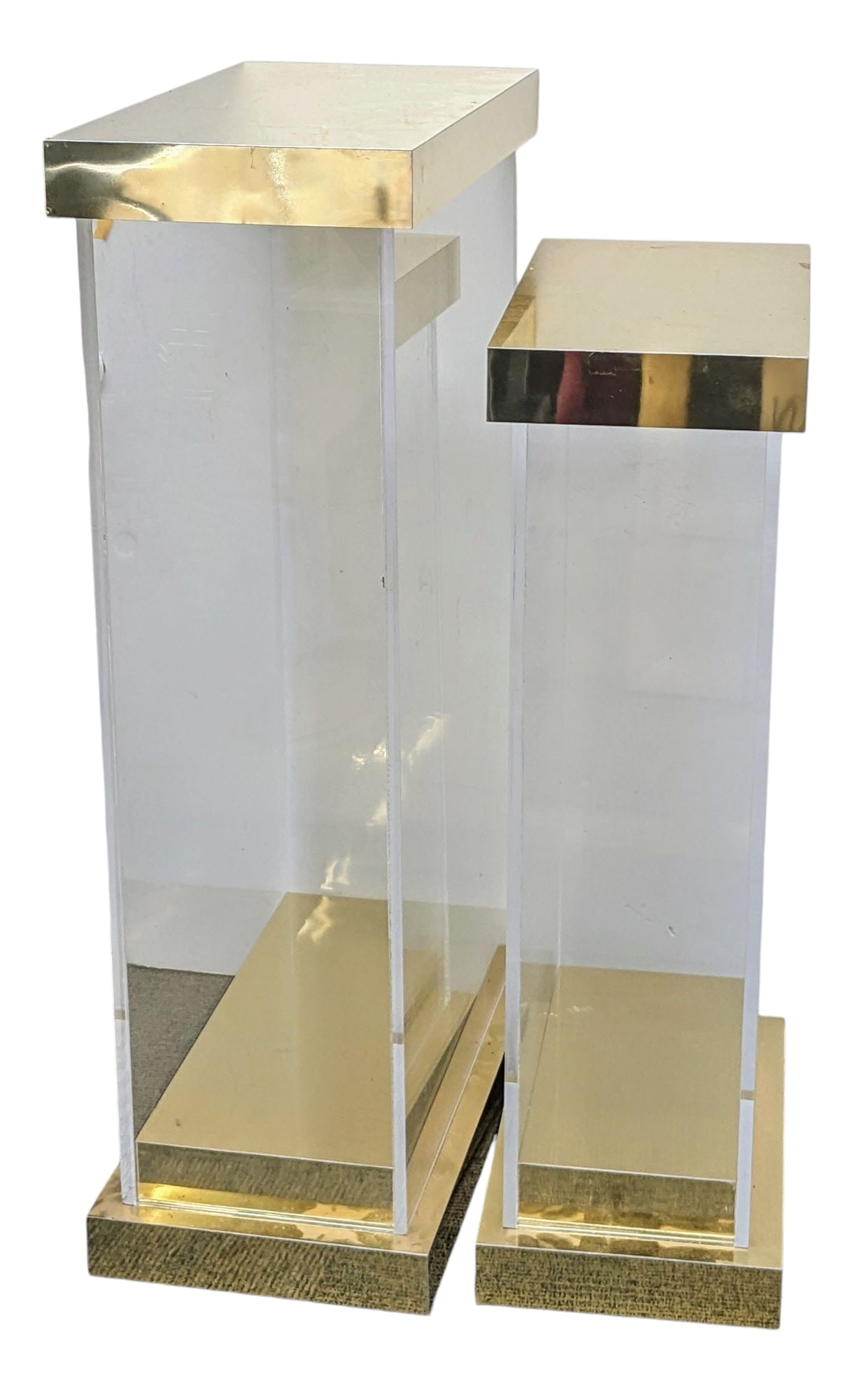 Lot of Two Lucite & Brass Display Pedestals. (1 of 2)