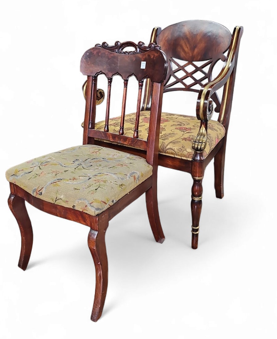 Two Antique Mahogany Victorian & Empire Chairs. (1 of 3)