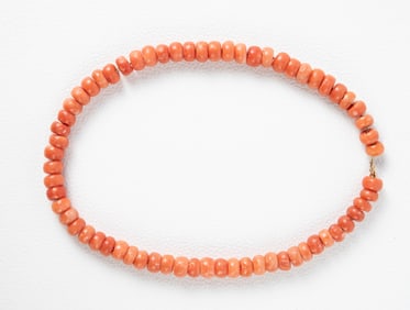 Antique 10K Gold Coral Beaded Necklace.