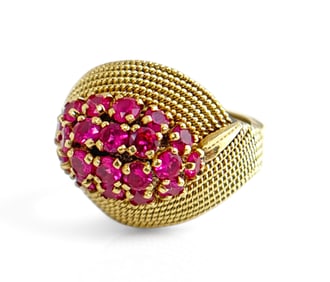 Vintage 14K Gold & Ruby Cocktail Ring.