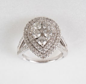 14K White Gold & Diamond Encrusted Ring.