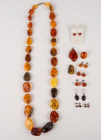 10 Pieces of Amber Jewelry, inc. 14K & 925.