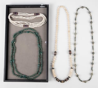 Lot of Stone Bead Necklaces - Jade, Amethyst, Etc