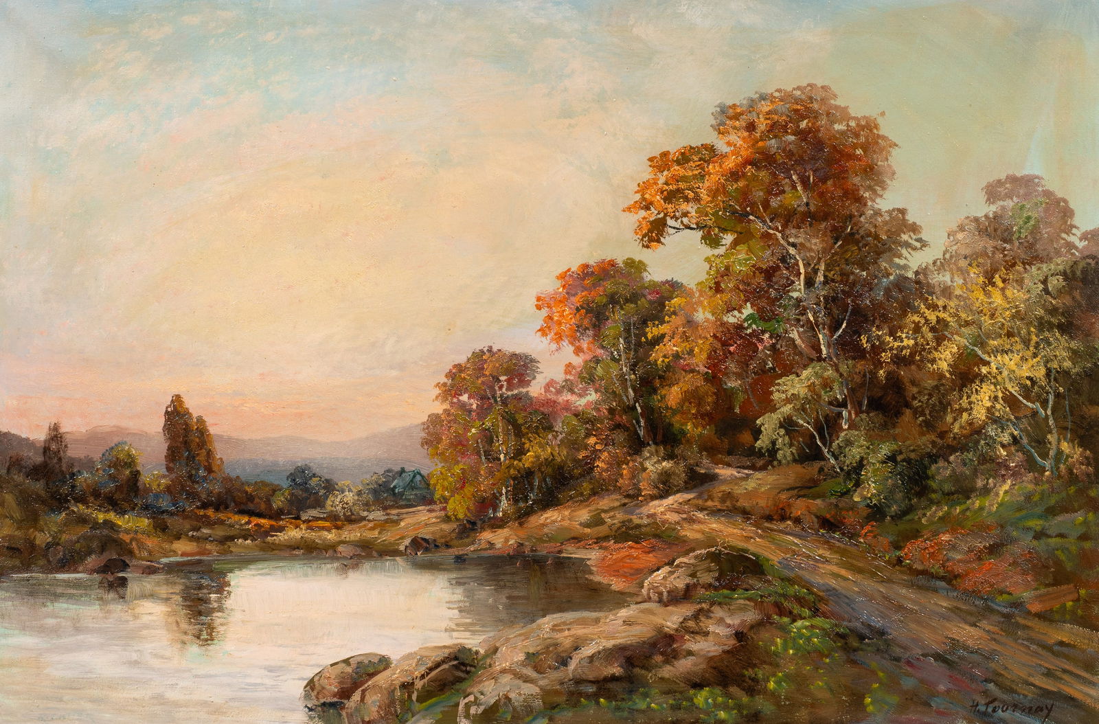 Large Autumnal Landscape Painting, Signed. (1 of 7)