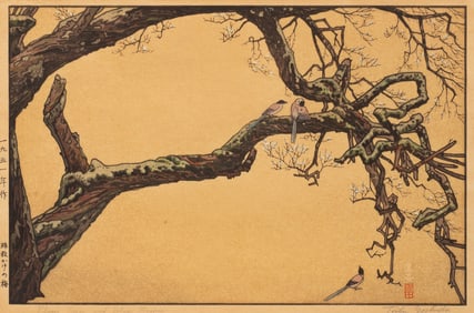 Plum Tree and Blue Magpie, Toshi Yoshida.