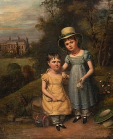 Antique English School Child Portrait, Unsigned.
