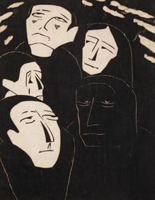 Eavesdropping, Woodcut Print by Walter Gramatte.