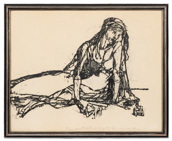 Abstract Figural Woodblock Print, Ben Smith.