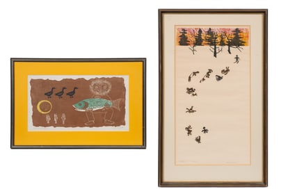 Lot of Two Woodcuts - Leona Pierce & Helen Siegl.