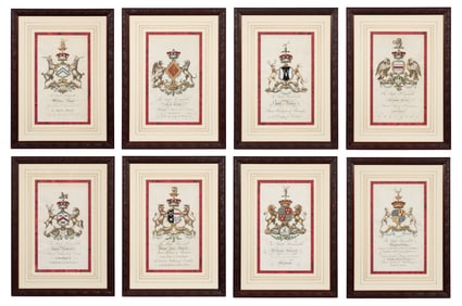 8 Armorial Crest Engravings After Joseph Edmondson