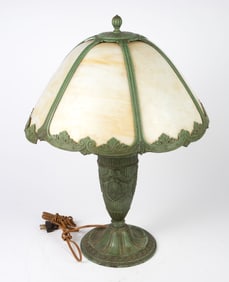 Antique Slag Glass 6-Panel Lamp, AS IS.