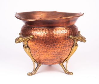 Arts & Crafts English Footed Planter w/ Copper.