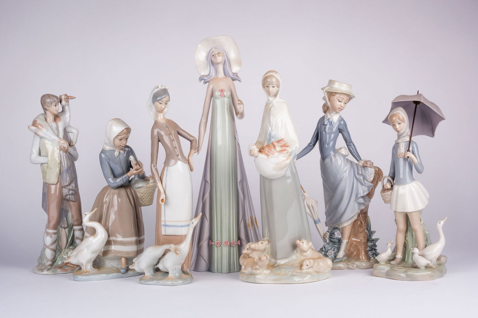 7 Figurines, Mostly Lladro - Farm Girls, etc. (1 of 16)