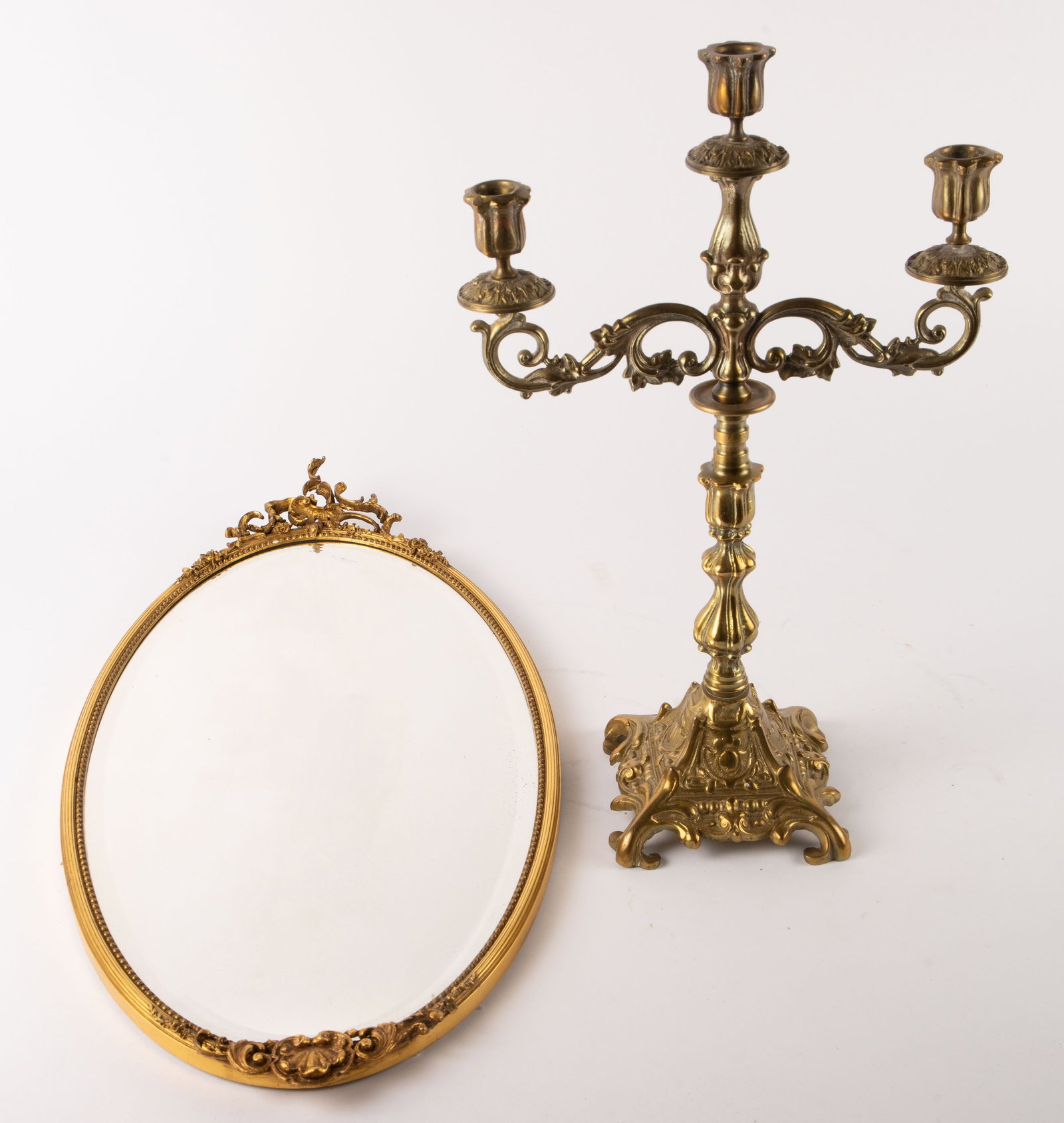 Brass Candelabra & Gilded Parlor Mirror. (1 of 8)