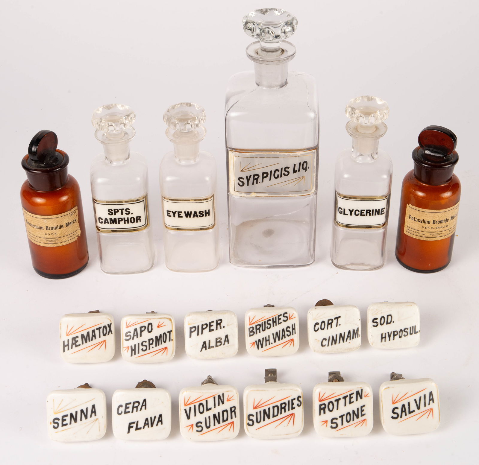 Lot of Antique Apothecary Jars & Knobs. (1 of 10)