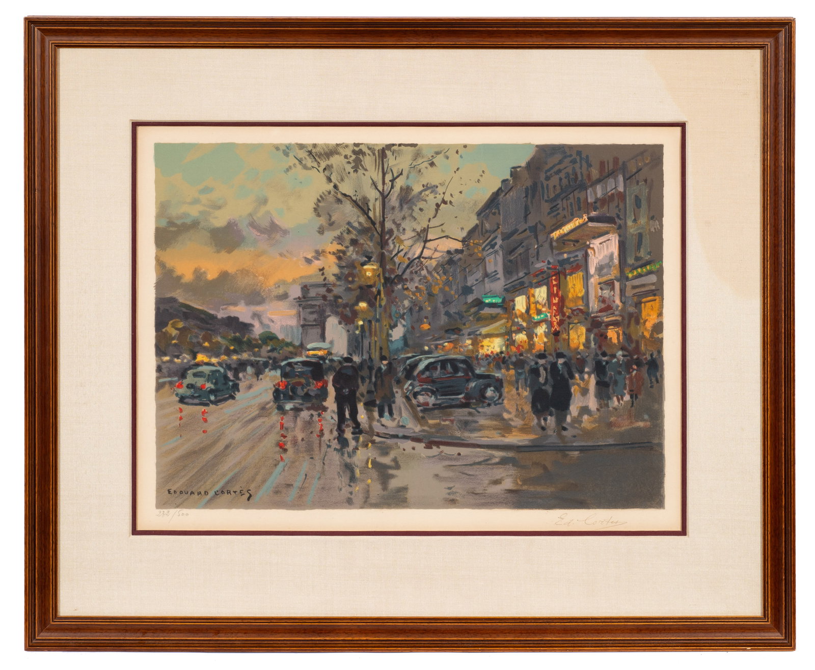 Parisian Street Scene Lithograph, Edouard Cortes. (1 of 6)