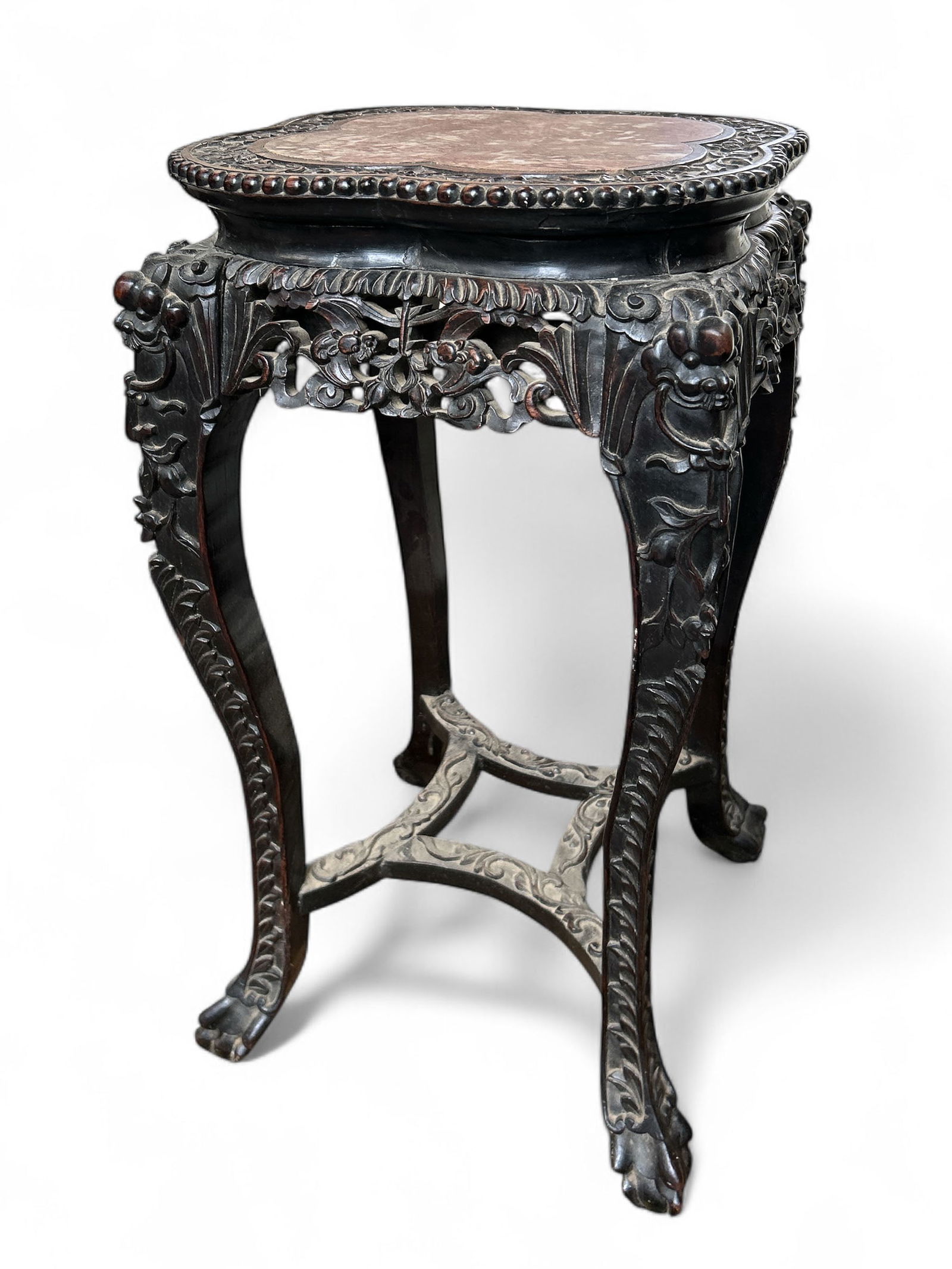Antique Carved Chinese Marble Top Stand. (1 of 10)