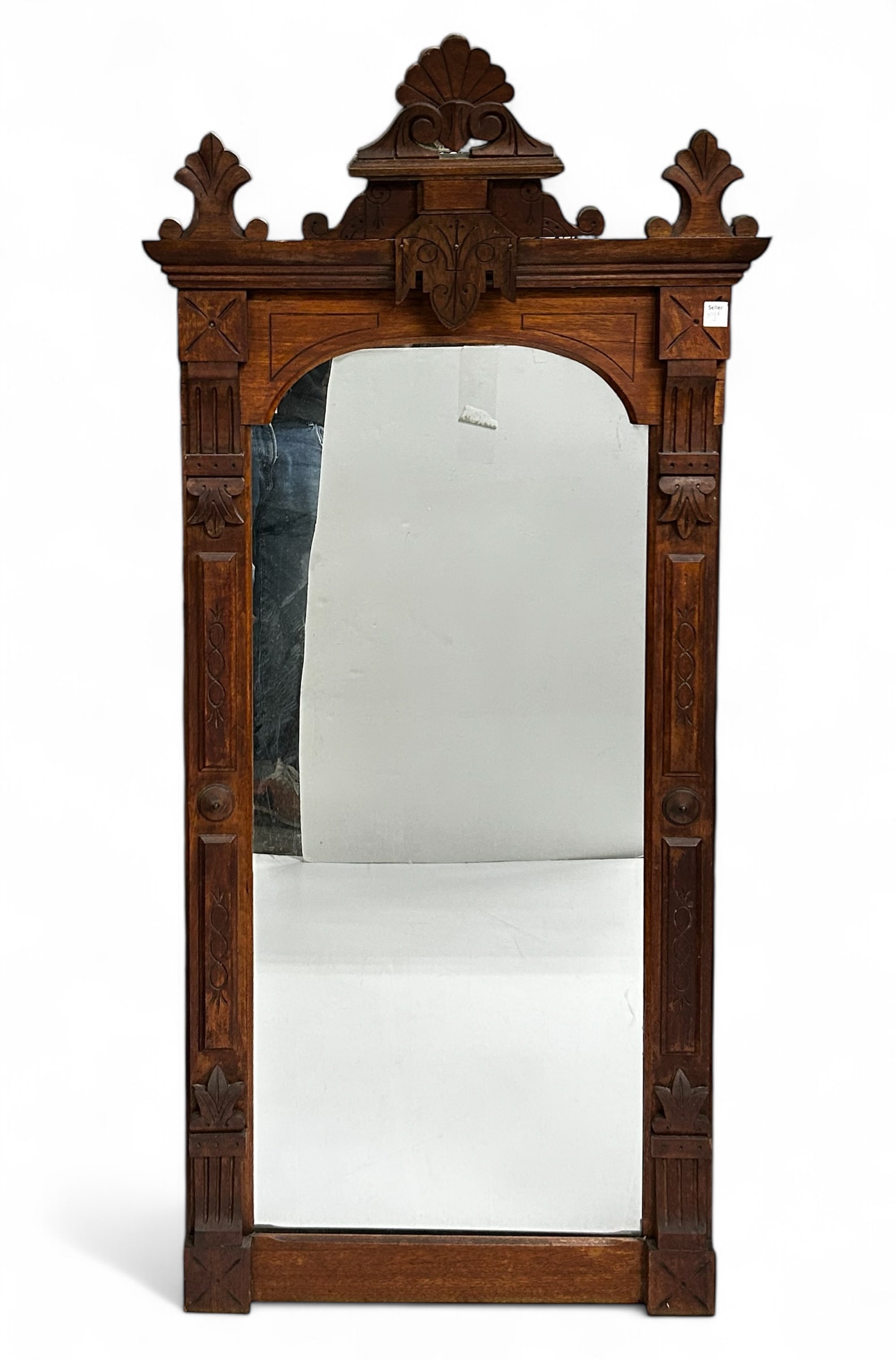 Carved Walnut Victorian Mirror. (1 of 4)