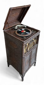Antique Wicker Heywood Wakefield ? Victrola.