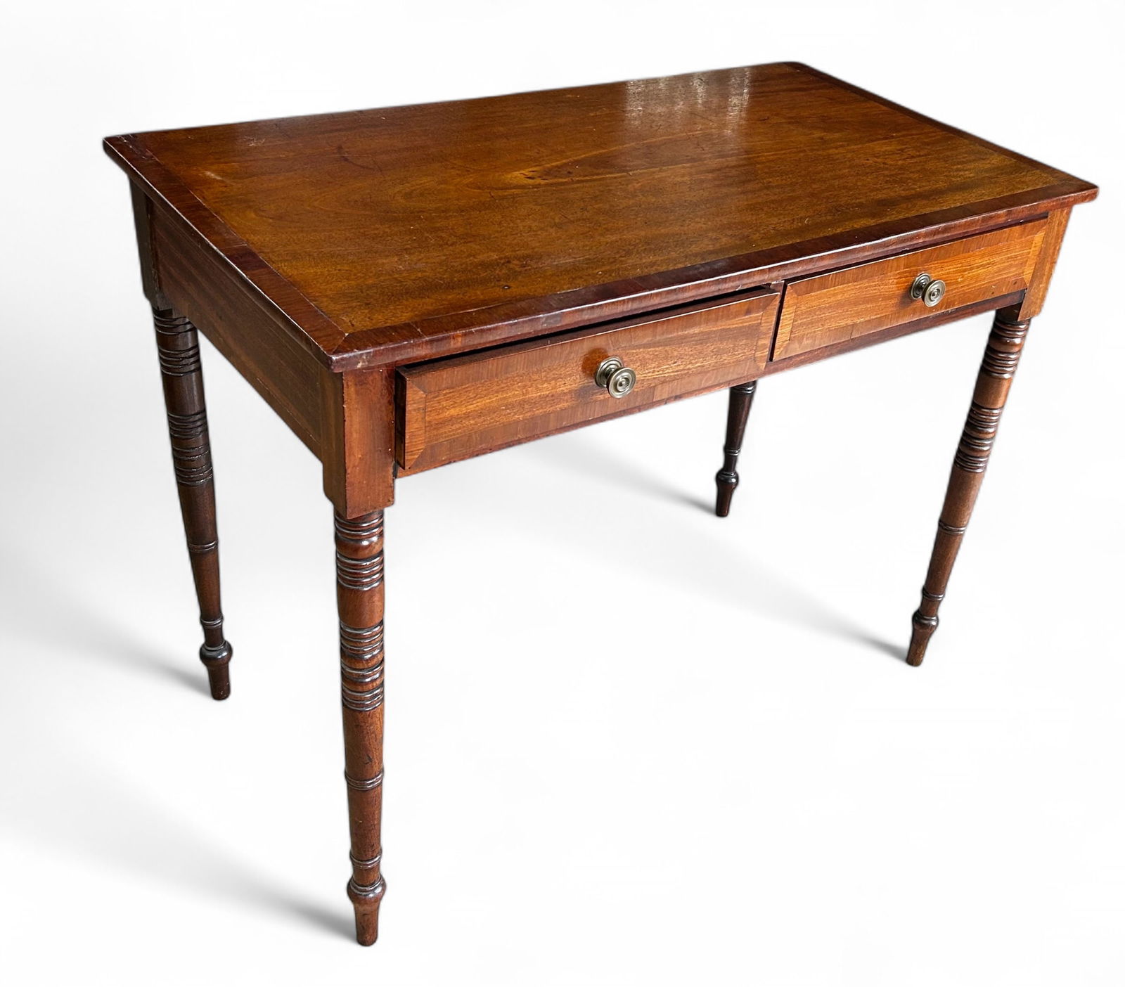 Antique Mahogany Table with Two Drawers. (1 of 8)