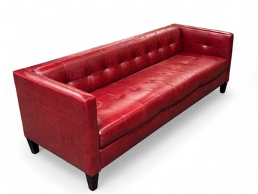 Red Italian Leather Sofa.