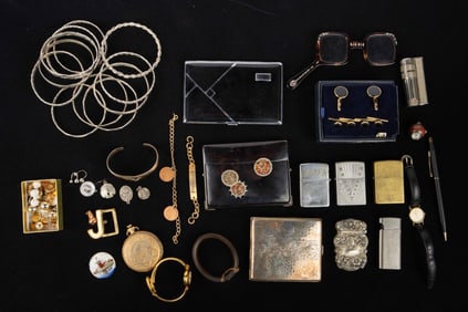 Vintage Cigarette Cases, Lighters, Cuff Links, Etc